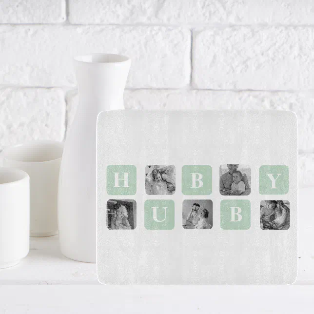 Modern Collage Photo Mint Best Hubby Gift Cutting Board