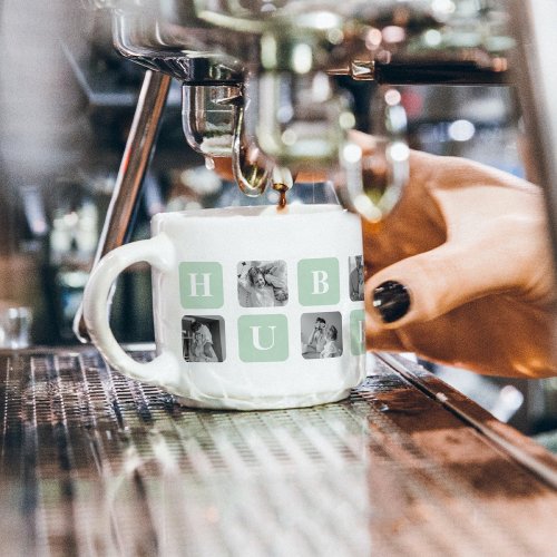 Modern Collage Photo Mint Best Hubby Gift Espresso Cup