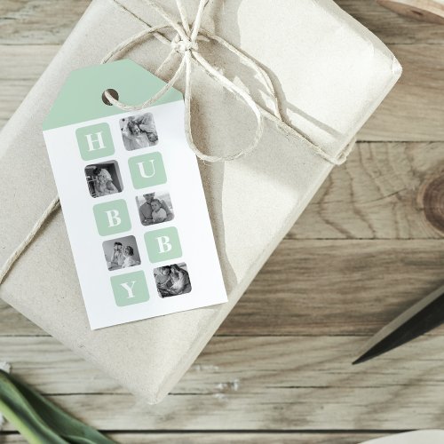 Modern Collage Photo Mint Best Hubby Gift Gift Tags