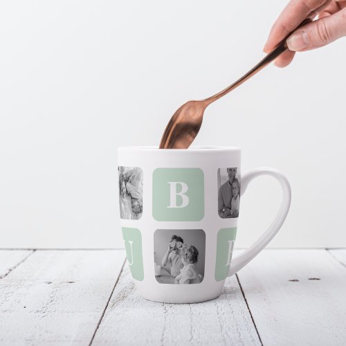 Modern Collage Photo Mint Best Hubby Gift Latte Mug