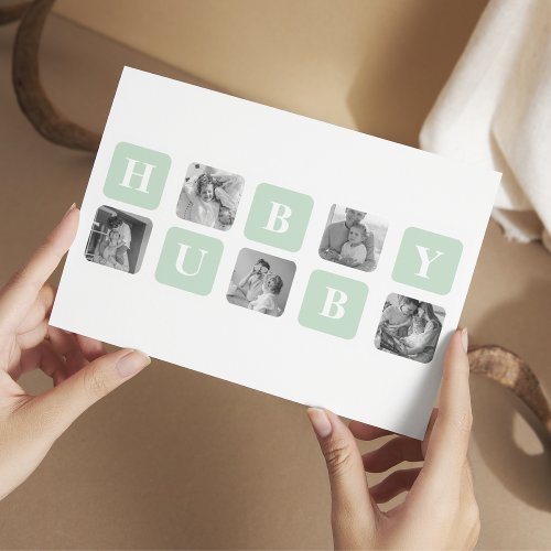 Modern Collage Photo Mint Best Hubby Gift Postcard