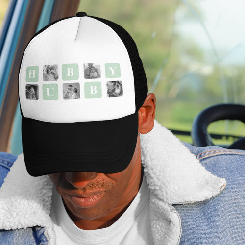Modern Collage Photo Mint Best Hubby Gift Trucker Hat