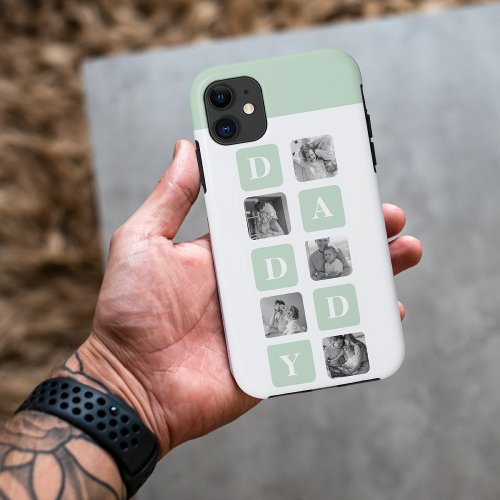 Modern Collage Photo Mint  Happy FathersDay Gift iPhone 11 Case