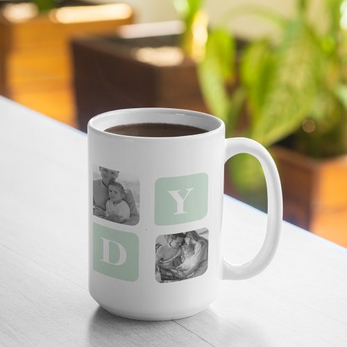 Modern Collage Photo Mint  Happy FathersDay Gift Coffee Mug