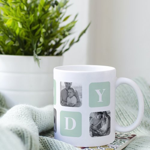 Modern Collage Photo Mint  Happy FathersDay Gift Coffee Mug
