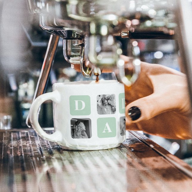 Modern Collage Photo Mint & Happy FathersDay Gift Espresso Cup (Creator Uploaded)
