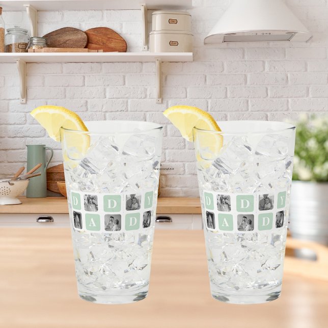 Modern Collage Photo Mint & Happy FathersDay Gift Glass (Creator Uploaded)