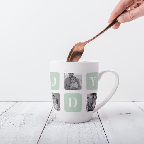 Modern Collage Photo Mint  Happy FathersDay Gift Latte Mug