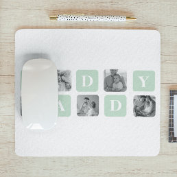 Modern Collage Photo Mint &amp; Happy FathersDay Gift Mouse Pad