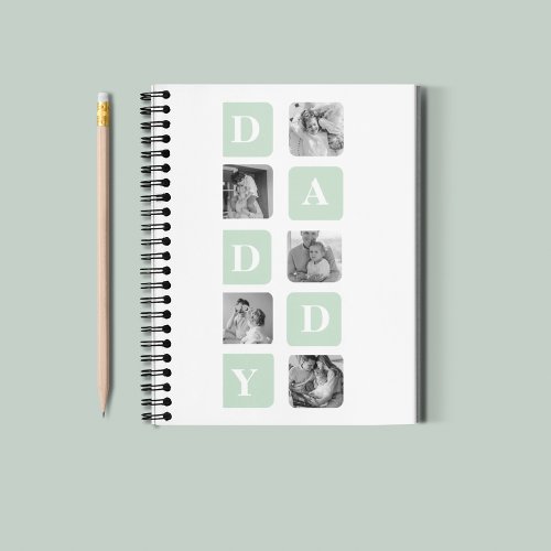 Modern Collage Photo Mint  Happy FathersDay Gift Notebook