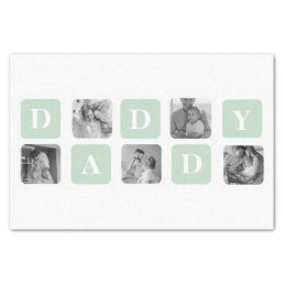 Modern Collage Photo Mint &amp; Happy FathersDay Gift Tissue Paper