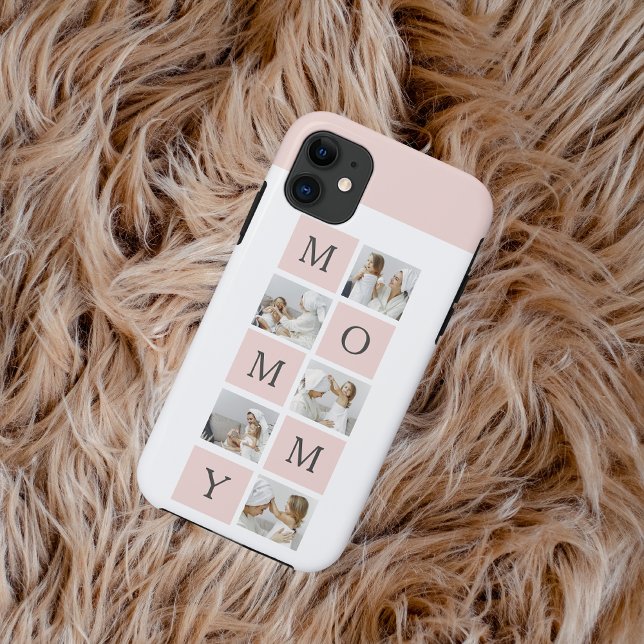 Modern Collage Photo & Pastel Pink Mommy Gift Case-Mate iPhone Case (Creator Uploaded)