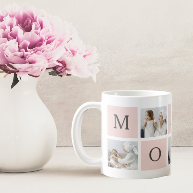 Modern Collage Photo & Pastel Pink Mommy Gift Coffee Mug (Creator Uploaded)