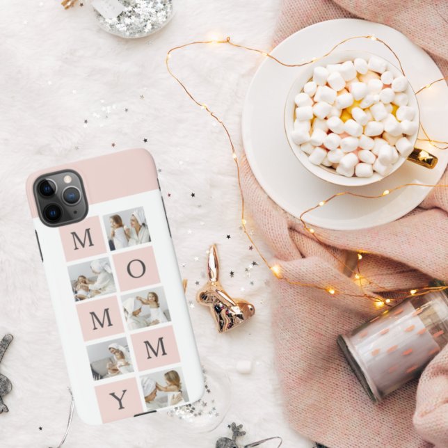 Modern Collage Photo & Pastel Pink Mommy Gift iPhone Case (Creator Uploaded)