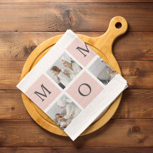 Modern Collage Photo & Pastel Pink Mommy Gift Kitchen Towel