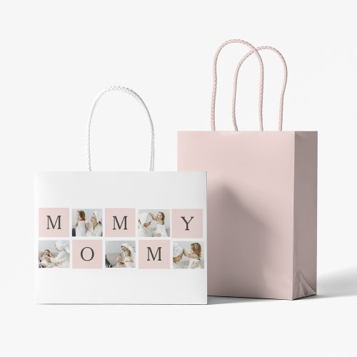 Modern Collage Photo  Pastel Pink Mommy Gift Large Gift Bag