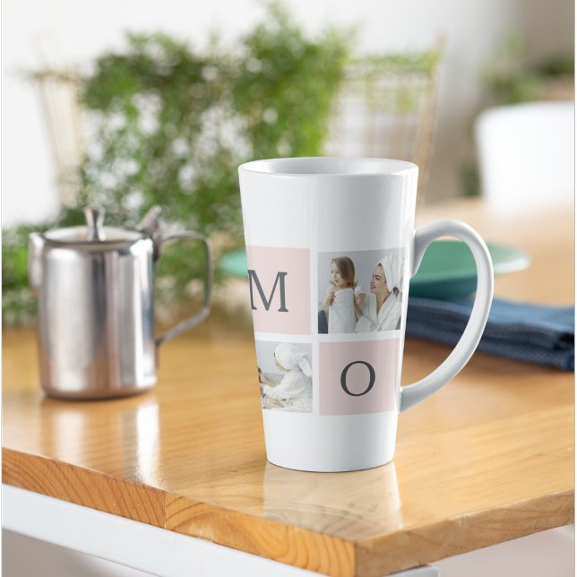 Modern Collage Photo & Pastel Pink Mommy Gift Latte Mug (Creator Uploaded)