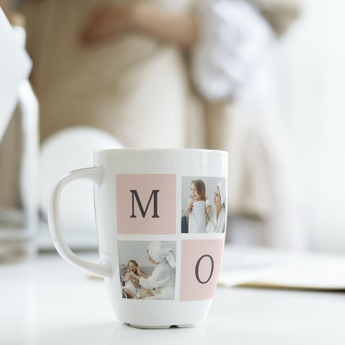 Modern Collage Photo  Pastel Pink Mommy Gift Latte Mug