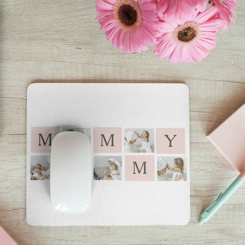 Modern Collage Photo  Pastel Pink Mommy Gift Mouse Pad