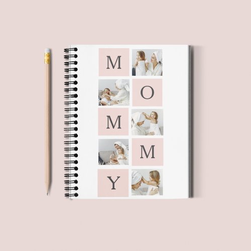 Modern Collage Photo  Pastel Pink Mommy Gift Notebook