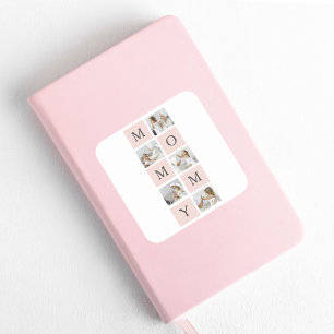 Modern Collage Photo & Pastel Pink Mommy Gift Square Sticker