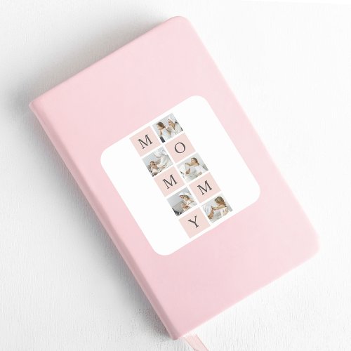 Modern Collage Photo  Pastel Pink Mommy Gift Square Sticker