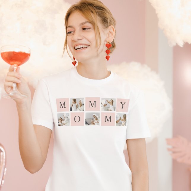 Modern Collage Photo & Pastel Pink Mommy Gift T-Shirt (Creator Uploaded)