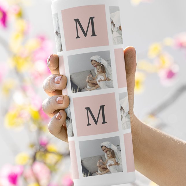 Modern Collage Photo & Pastel Pink Mommy Gift Thermal Tumbler (Creator Uploaded)