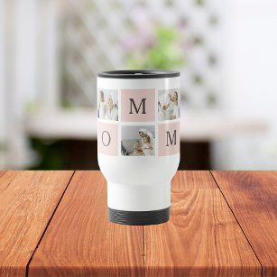 Modern Collage Photo & Pastel Pink Mommy Gift Travel Mug