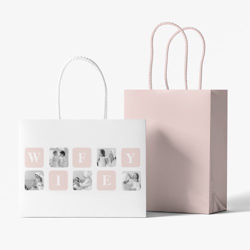 Modern Collage Photo  Pink Gift For Lovely Wifey Large Gift Bag