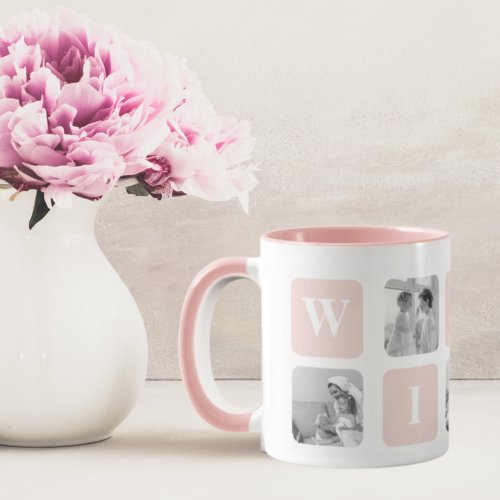 Modern Collage Photo  Pink Gift For Lovely Wifey Mug
