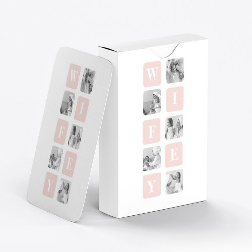 Modern Collage Photo  Pink Gift For Lovely Wifey Playing Cards