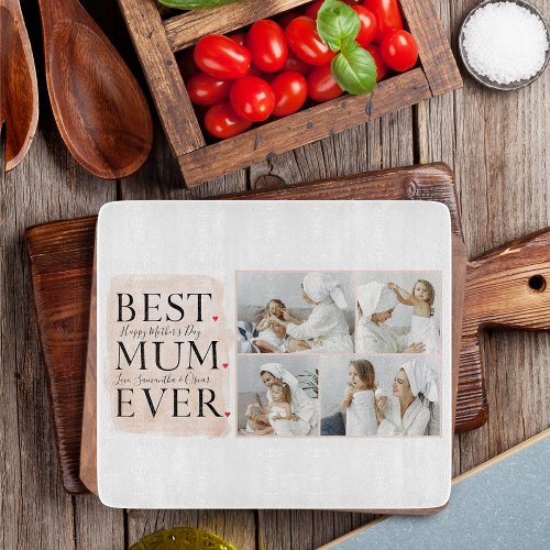 Modern Collage Photo Pink Happy Mothers Day Cutting Board