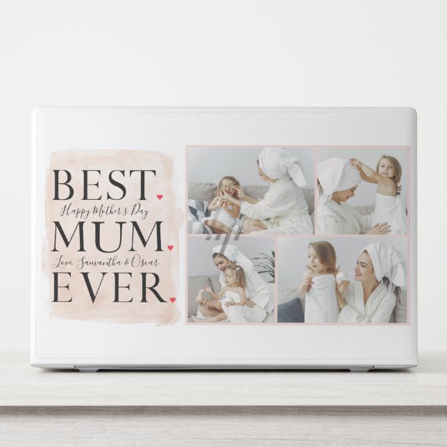 Modern Collage Photo Pink Happy Mothers Day HP Laptop Skin (Front)