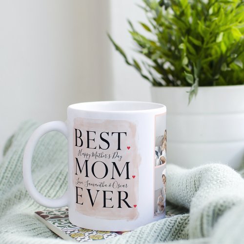 Modern Collage Photo Pink Happy Mothers Day Mug