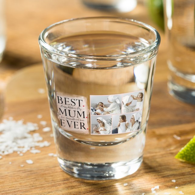 Modern Collage Photo Pink Happy Mothers Day Shot Glass (Creator Uploaded)