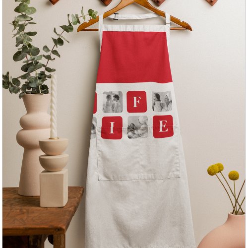 Modern Collage Photo  Red Gift For Lovely Wifey Apron