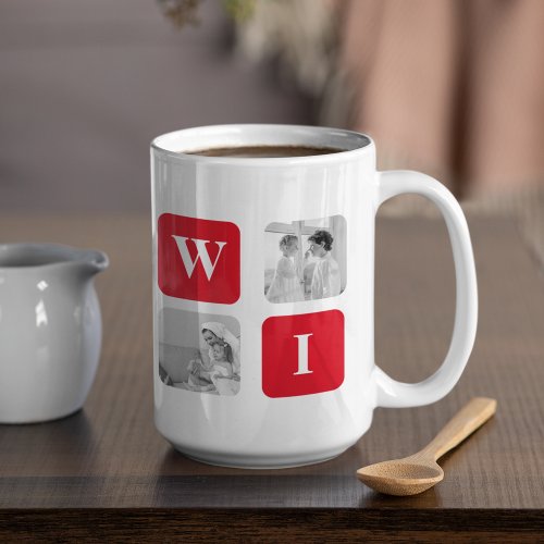 Modern Collage Photo  Red Gift For Lovely Wifey Coffee Mug