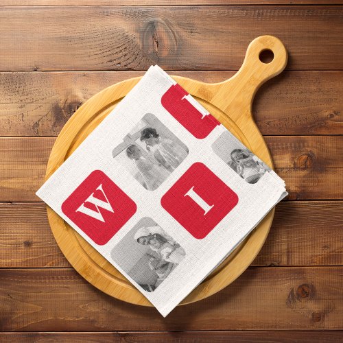 Modern Collage Photo  Red Gift For Lovely Wifey Kitchen Towel