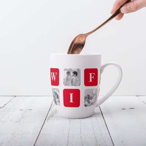 Modern Collage Photo  Red Gift For Lovely Wifey Latte Mug