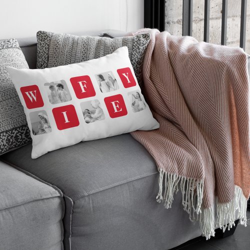 Modern Collage Photo  Red Gift For Lovely Wifey Lumbar Pillow