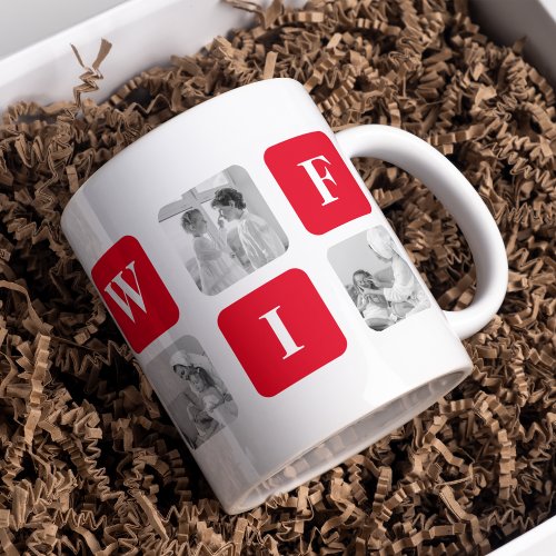 Modern Collage Photo  Red Gift For Lovely Wifey Mug