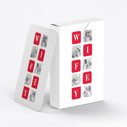 Modern Collage Photo &amp; Red Gift For Lovely Wifey Playing Cards