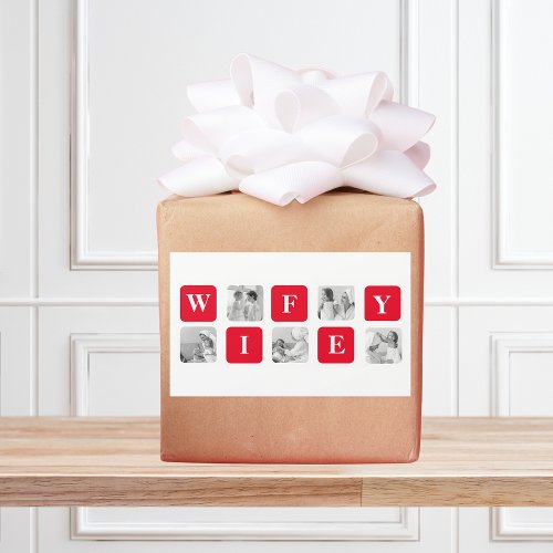 Modern Collage Photo  Red Gift For Lovely Wifey Rectangular Sticker
