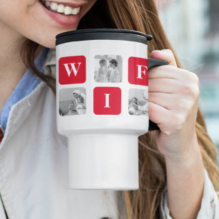 Modern Collage Photo & Red Gift For Lovely Wifey Travel Mug