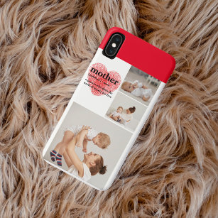 Modern Collage Photo & Red Heart Mother Gift iPhone XS Max Case