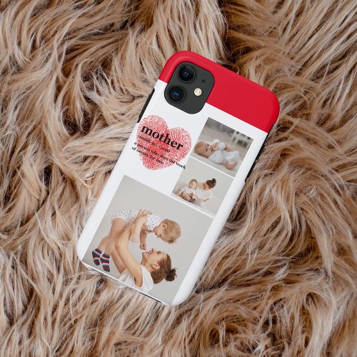 Modern Collage Photo  Red Heart Mother Gift iPhone 11 Case