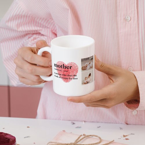 Modern Collage Photo  Red Heart Mother Gift Coffee Mug