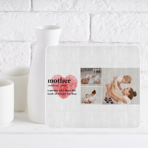 Modern Collage Photo  Red Heart Mother Gift Cutting Board