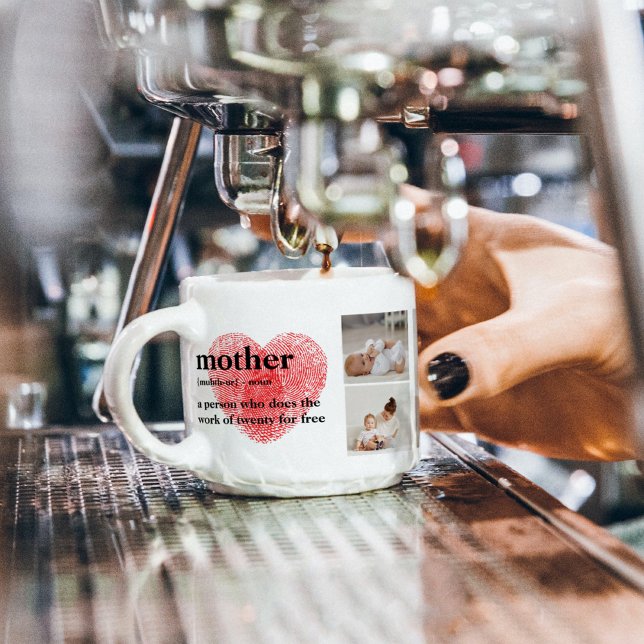 Modern Collage Photo & Red Heart Mother Gift Espresso Cup (Creator Uploaded)